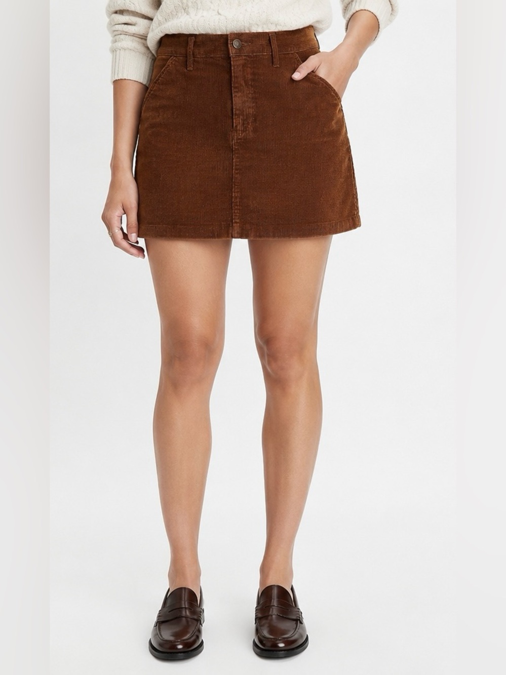 GAP Corduroy Mini Skirt Sierra Brown Stretch Preppy Fall Size 8/29